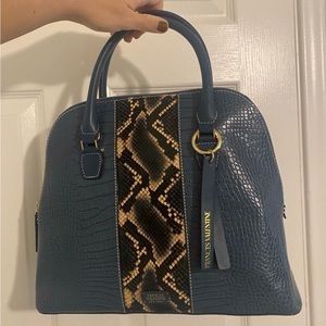 Frances Valentine / Kate Spade luxury croc embossed blue bag -